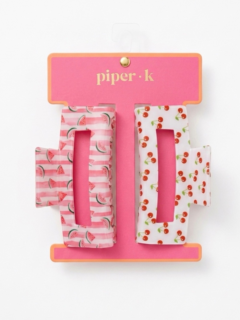 NWT ⚜️💖⚜️ Piper K Gorgeous Cherry and  Watermelon Hair Bow Claw Clip Set of 2